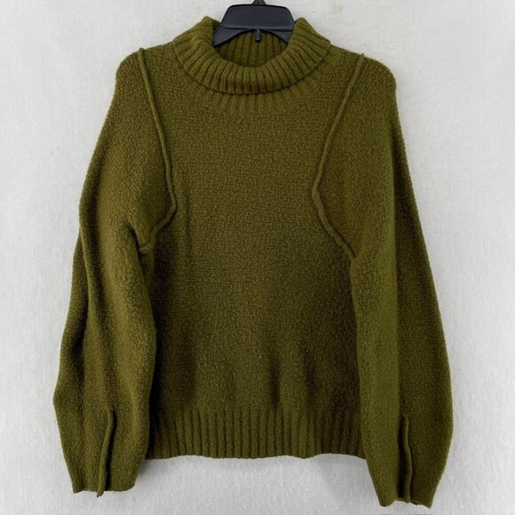 Universal Thread Sweater Womens S Green Knit Ribbed Turtle Neck Pullover Stretch - Picture 1 of 12